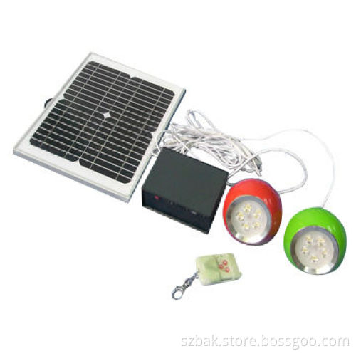 Solar LED lamp, 2pcs 12V/5W lamp, with 4.4AH capacity battery and 10W solar panel, remote control